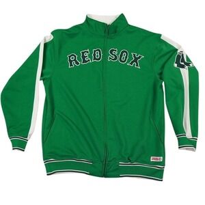 Stitches Boston Red Sox Track Jacket Mens Large Kelly Green Full Zip MLB Fenway